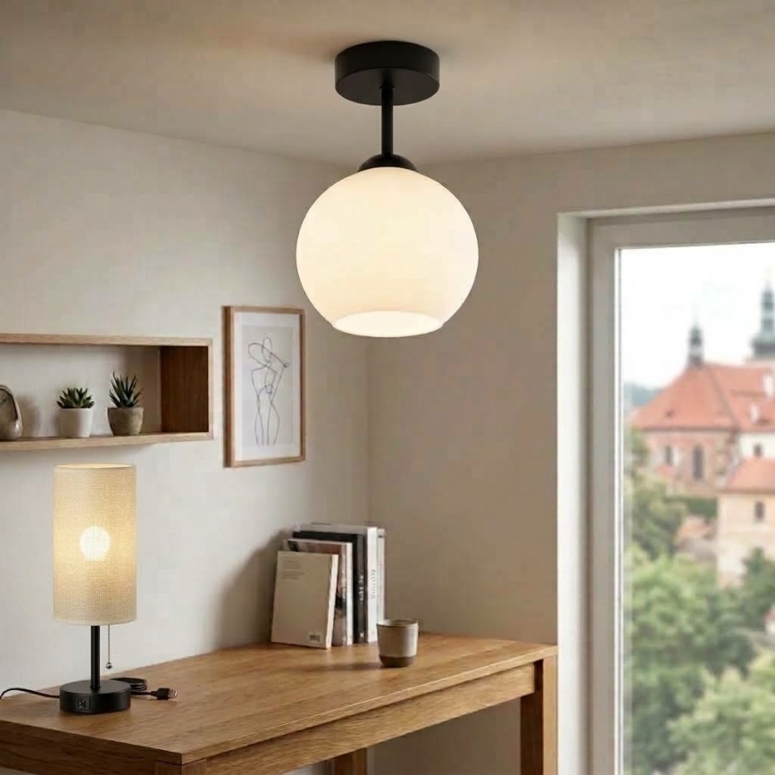 BRILAGI - LED Plafon natynkowy RETRO GLASS 1xE27/60W/230V śr. 15 cm czarny/biały