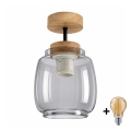BRILAGI - LED plafon natynkowy RETRO GLASS 1xE27/60W/230V śr. 26 cm dąb/dymnoszary