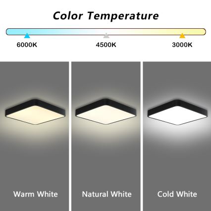 Brilagi - LED Plafon POOL LED/48W/230V 3000/4500/6000K 50x50 cm czarny