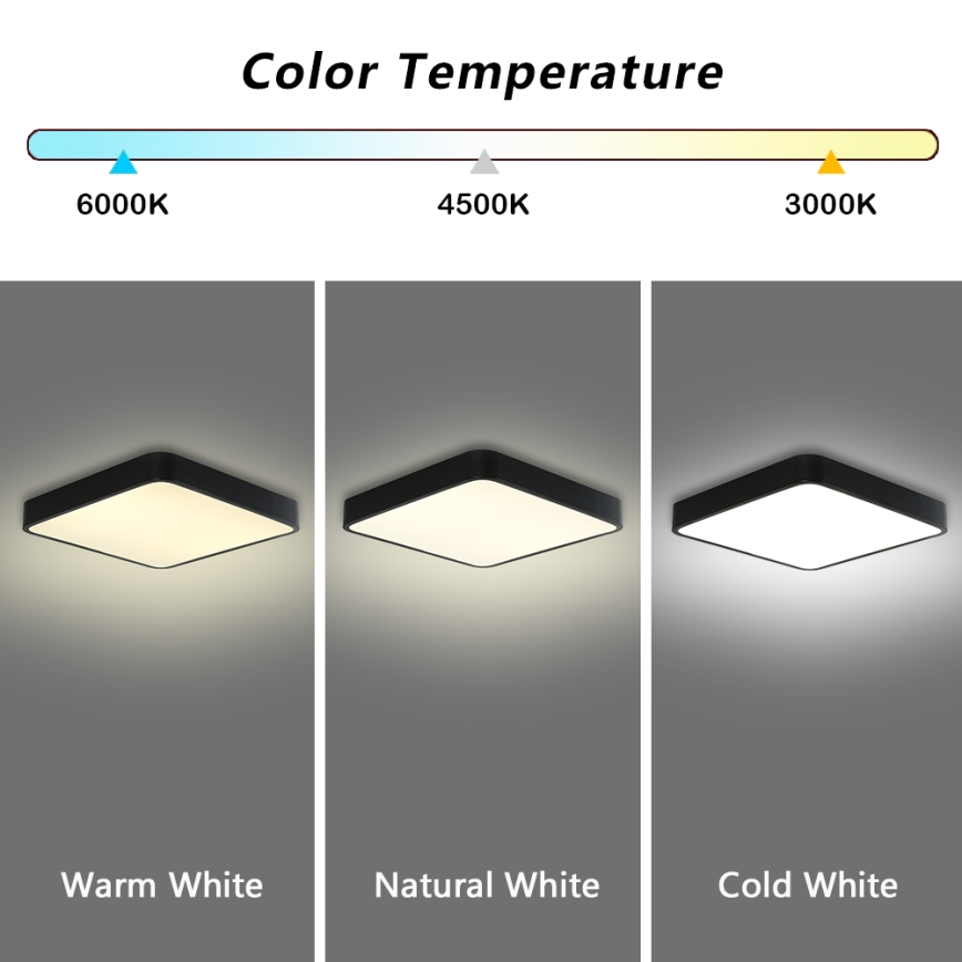Brilagi - LED Plafon POOL LED/48W/230V 3000/4500/6000K 50x50 cm czarny