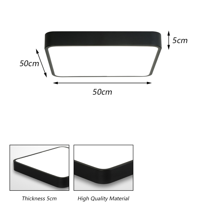 Brilagi - LED Plafon POOL LED/48W/230V 3000/4500/6000K 50x50 cm czarny