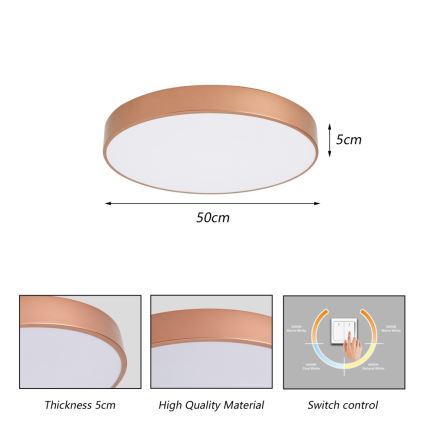 Brilagi - Plafon LED POOL LED/60W/230V 3000/4000/6000K śr. 50 cm brązowy