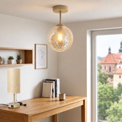 BRILAGI - LED Lampa sufitowa natynkowa RETRO GLASS 1xE27/60W/230V śr. 17 cm beżowy/przydymiony beżowy