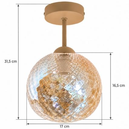 BRILAGI - LED Lampa sufitowa natynkowa RETRO GLASS 1xE27/60W/230V śr. 17 cm beżowy/przydymiony beżowy