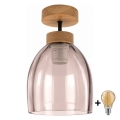 BRILAGI - LED Plafon RETRO GLASS 1xE27/60W/230V śr. 17 cm dąb/dymny beż