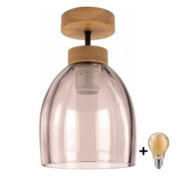 BRILAGI - LED Plafon RETRO GLASS 1xE27/60W/230V śr. 17 cm dąb/dymny beż