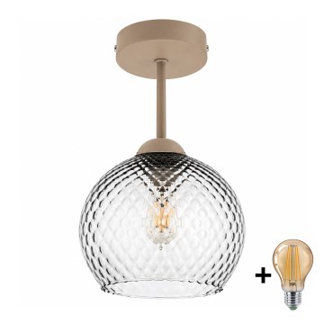BRILAGI - LED plafon RETRO GLASS 1xE27/60W/230V śr. 18 cm beżowy/dymny szary