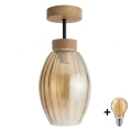 BRILAGI - LED Plafon RETRO GLASS 1xE27/60W/230V Ø 17 cm dąb/przydymiony beż