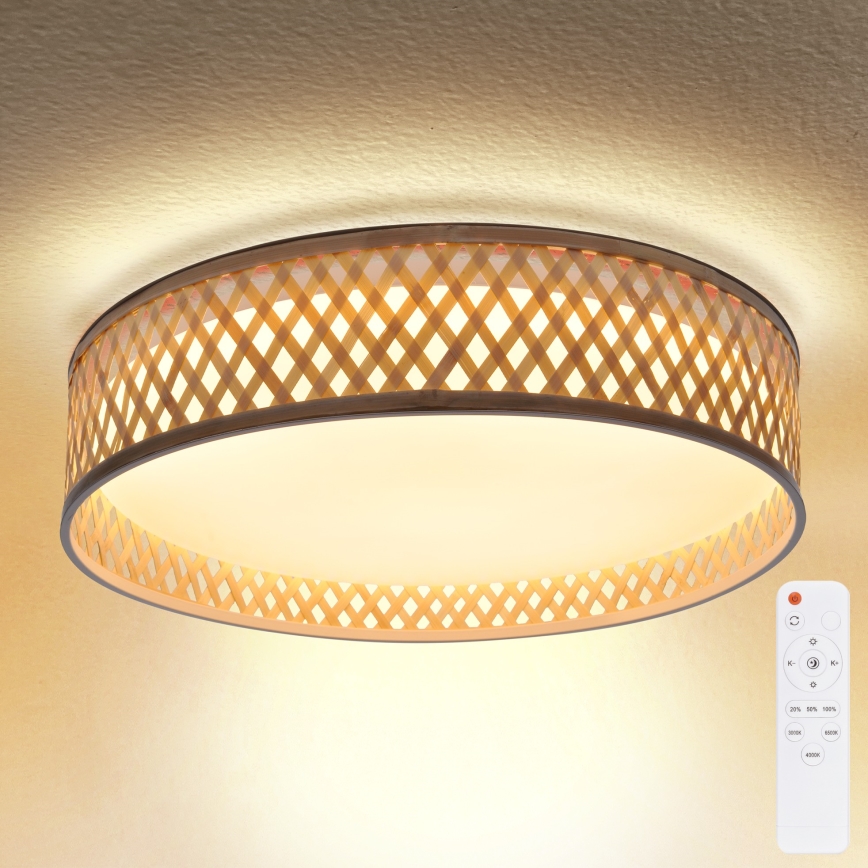 Brilagi - LED Plafon ściemnialny CAMILA LED/48W/230V 3000-6500K bambus śr. 40 cm + pilot zdalnego sterowania