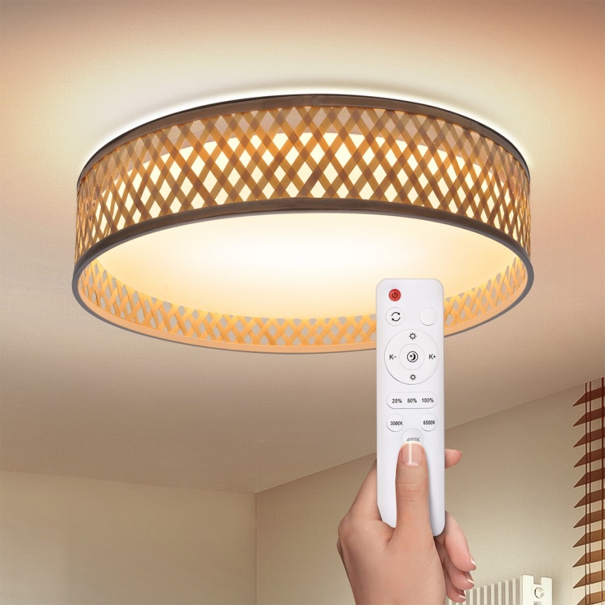 Brilagi - LED Plafon ściemnialny CAMILA LED/48W/230V 3000-6500K bambus śr. 40 cm + pilot zdalnego sterowania
