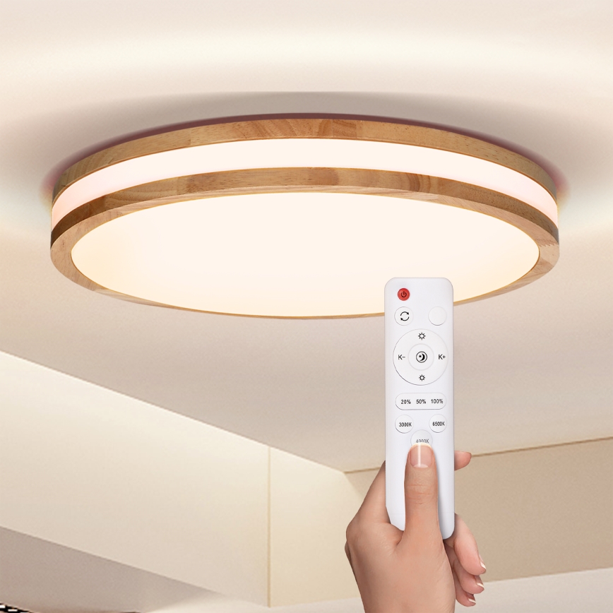 Brilagi - LED Plafon ściemnialny MOLINA LED/48W/230V 3000-6500K dąb śr. 38 cm + pilot zdalnego sterowania