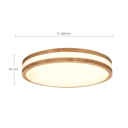 Brilagi - LED Plafon ściemnialny MOLINA LED/48W/230V 3000-6500K dąb śr. 38 cm + pilot zdalnego sterowania