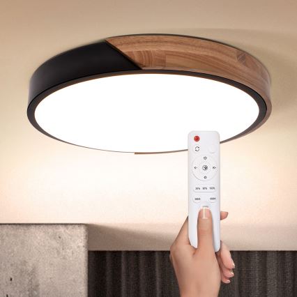 Brilagi - LED Plafon ściemnialny PILANA LED/48W/230V 3000-6500K dąb śr. 40 cm + pilot zdalnego sterowania