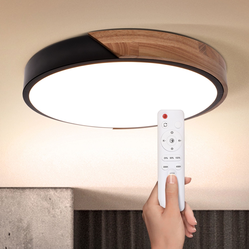 Brilagi - LED Plafon ściemnialny PILANA LED/48W/230V 3000-6500K dąb śr. 40 cm + pilot zdalnego sterowania