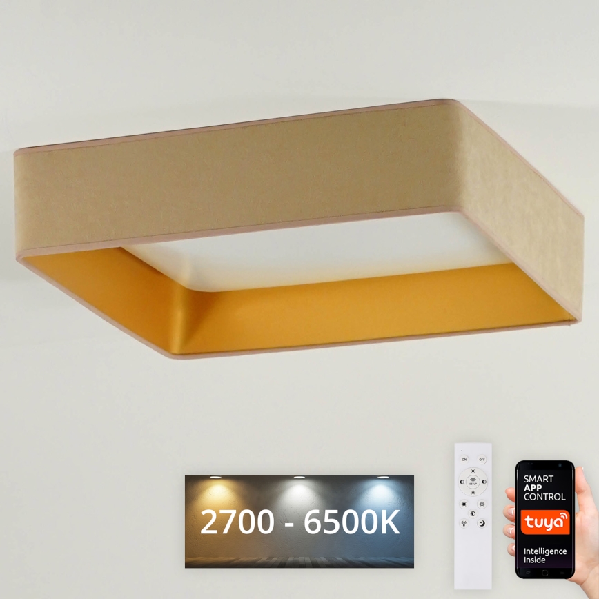 Brilagi - LED Plafon ściemnialny VELVET SQUARE SMART LED/36W/230V 2700-6500K Wi-Fi Tuya + Pilot zdalnego sterowania beżowe