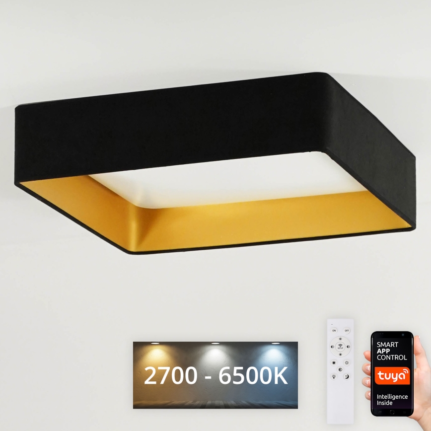 Brilagi - LED Plafon ściemnialny VELVET SQUARE SMART LED/36W/230V 2700-6500K Wi-Fi Tuya + Pilot zdalnego sterowania czarne