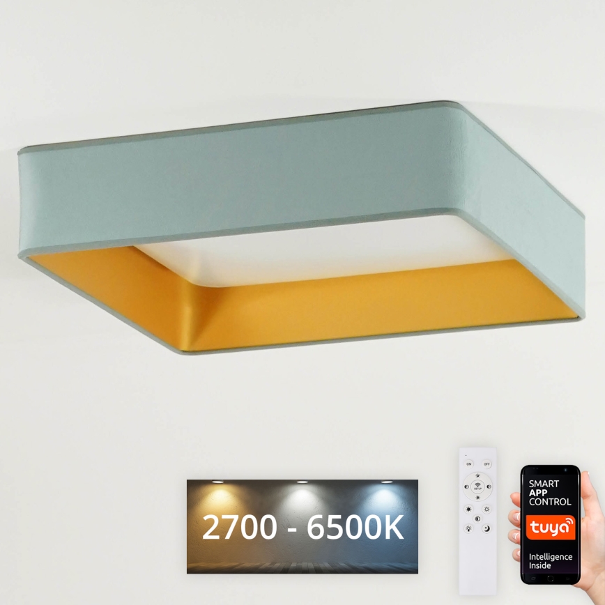 Brilagi - LED Plafon ściemnialny VELVET SQUARE SMART LED/36W/230V 2700-6500K Wi-Fi Tuya + Pilot zdalnego sterowania miętowy