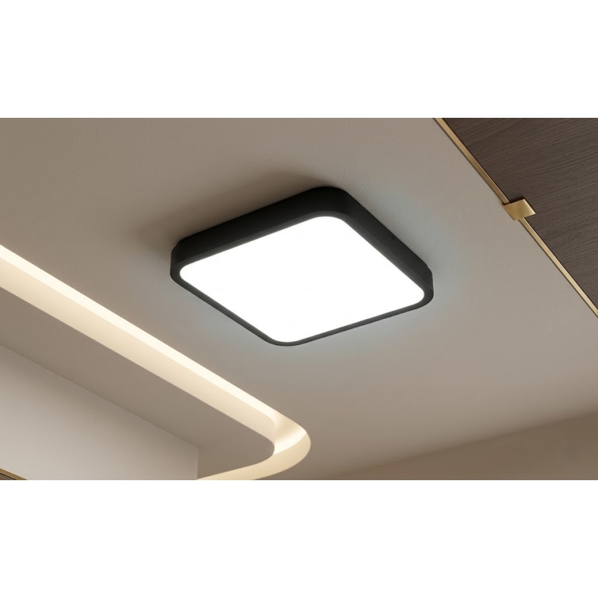 Brilagi - LED plafon łazienkowy z czujnikiem ZENNA LED/18W/230V 28,5x28,5 cm IP44 czarny + pilot zdalnego sterowania