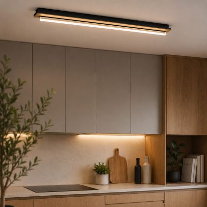 Brilagi - LED plafon WOODY FLAT LED/25W/230V 118 cm dąb/czarny