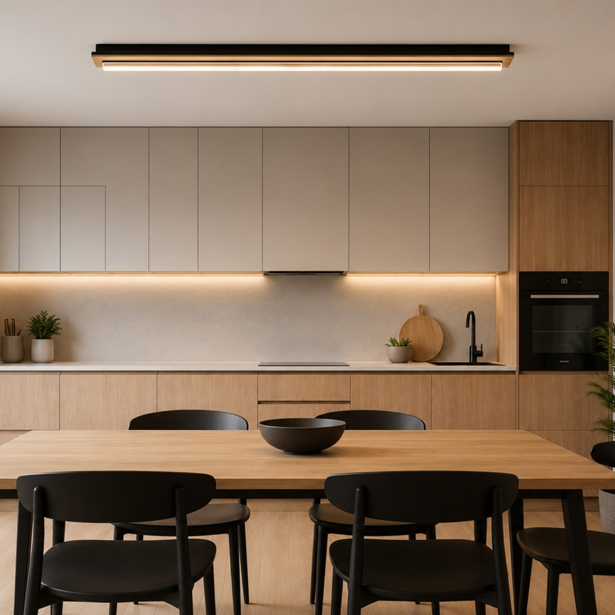 Brilagi - LED plafon WOODY FLAT LED/25W/230V 118 cm dąb/czarny