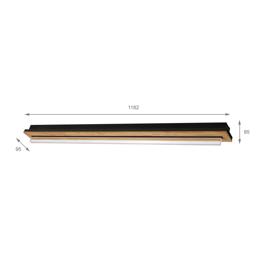 Brilagi - LED plafon WOODY FLAT LED/25W/230V 118 cm dąb/czarny