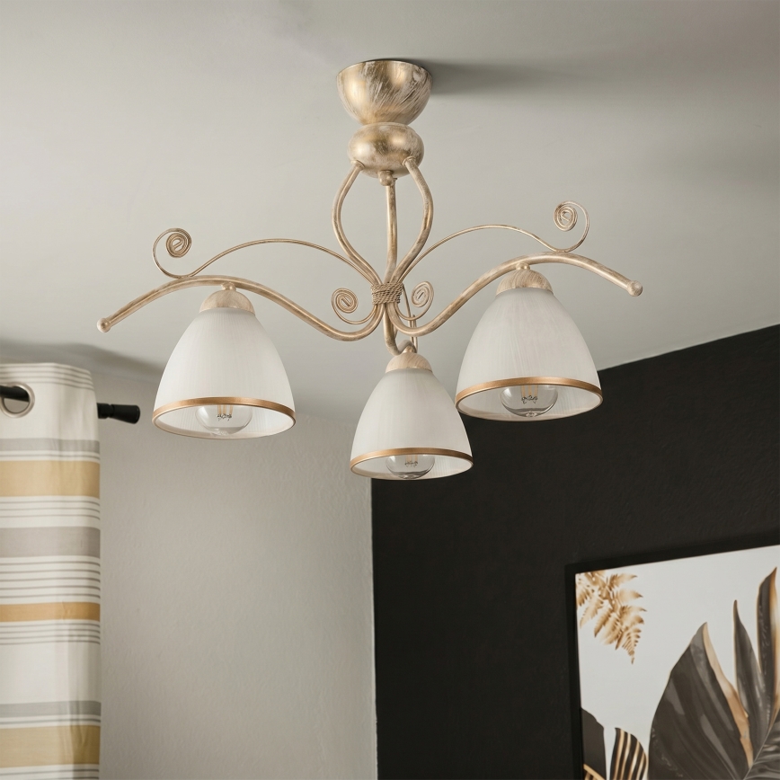 Brilagi - LED Przysufitowy żyrandol ANTICO 3xE27/60W/230V biała patyna