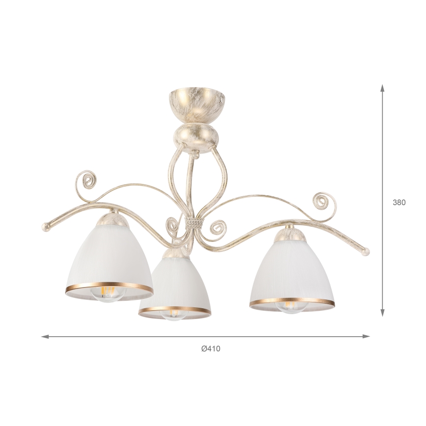 Brilagi - LED Przysufitowy żyrandol ANTICO 3xE27/60W/230V biała patyna