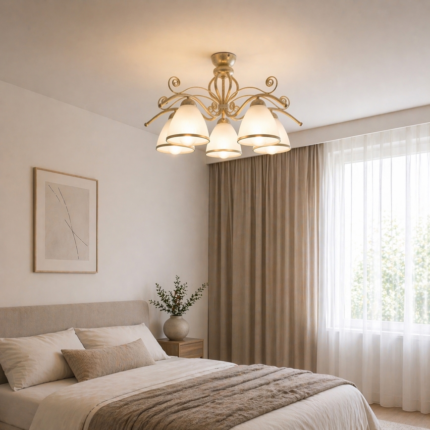 Brilagi - LED Przysufitowy żyrandol ANTICO 5xE27/60W/230V 3000K biała patyna