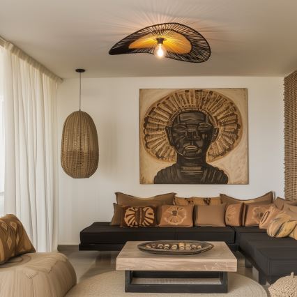 Brilagi - LED Przysufitowy żyrandol CERIA BOHO 1xE27/40W/230V śr. 80 cm czarny/brązowy