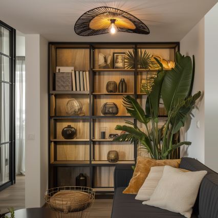 Brilagi - LED Przysufitowy żyrandol CERIA BOHO 1xE27/40W/230V śr. 80 cm czarny/brązowy