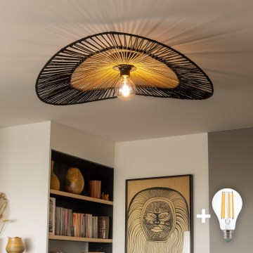 Brilagi - LED Przysufitowy żyrandol CERIA BOHO 1xE27/40W/230V Ø 50 cm czarny/brązowy