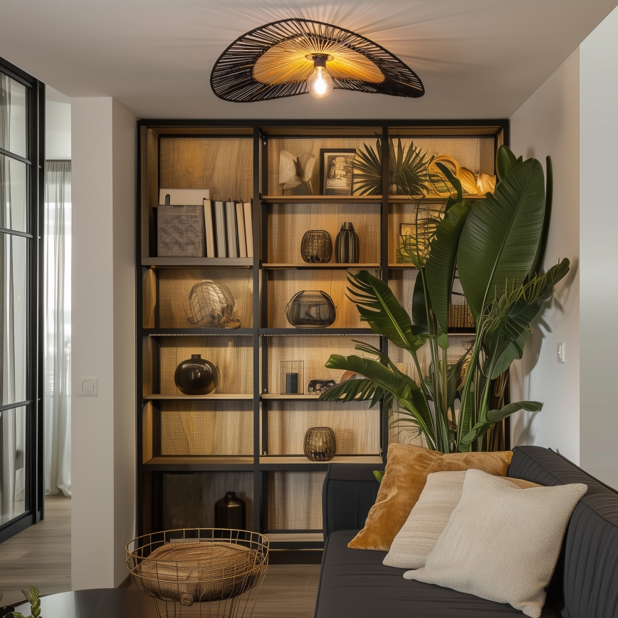 Brilagi - LED Przysufitowy żyrandol CERIA BOHO 1xE27/40W/230V Ø 50 cm czarny/brązowy