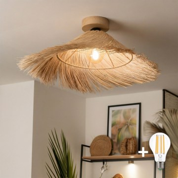 Brilagi - LED Przysufitowy żyrandol CERIA BOHO 1xE27/40W/230V Ø 70 cm rattan/dąb