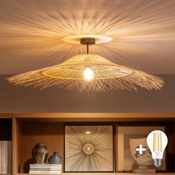 Brilagi - LED Przysufitowy żyrandol CERIA BOHO 1xE27/60W/230V śr. 100 cm czarny/beżowy