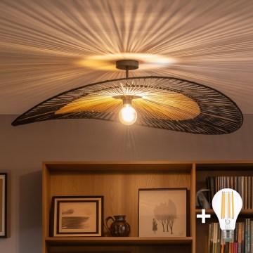 Brilagi - LED Przysufitowy żyrandol CERIA BOHO 1xE27/60W/230V śr. 100 cm czarny/brązowy