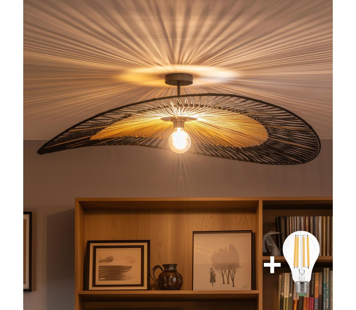 Brilagi - LED Przysufitowy żyrandol CERIA BOHO 1xE27/60W/230V śr. 100 cm czarny/brązowy