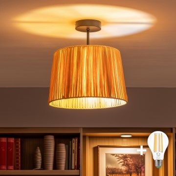 Brilagi - LED Przysufitowy żyrandol CERIA BOHO 1xE27/60W/230V śr. 30 cm czarny/rafia