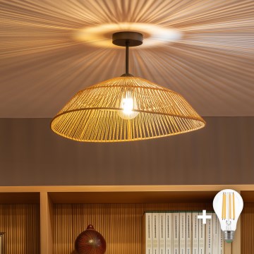 Brilagi - LED Przysufitowy żyrandol CERIA BOHO 1xE27/60W/230V śr. 50 cm czarny/brązowy