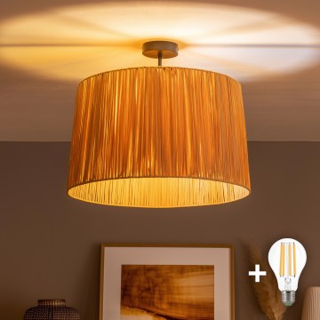 Brilagi - LED Przysufitowy żyrandol CERIA BOHO 1xE27/60W/230V śr. 50 cm czarny/rafia