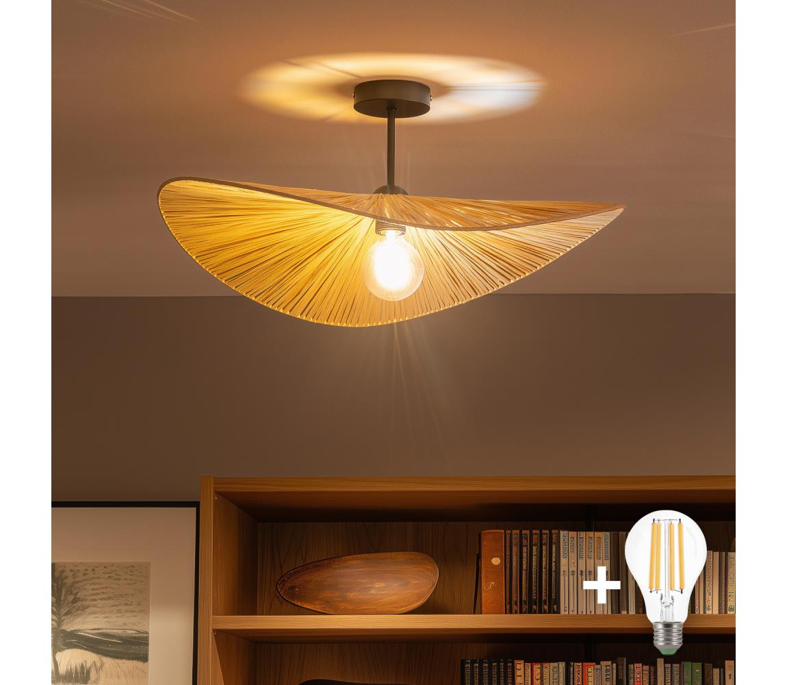 Brilagi - LED Przysufitowy żyrandol CERIA BOHO 1xE27/60W/230V śr. 60 cm czarny/beżowy
