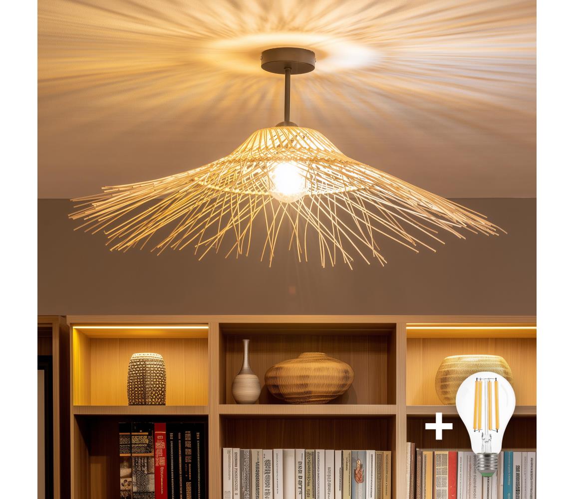 Brilagi - LED Przysufitowy żyrandol CERIA BOHO 1xE27/60W/230V śr. 70 cm czarny/beżowy