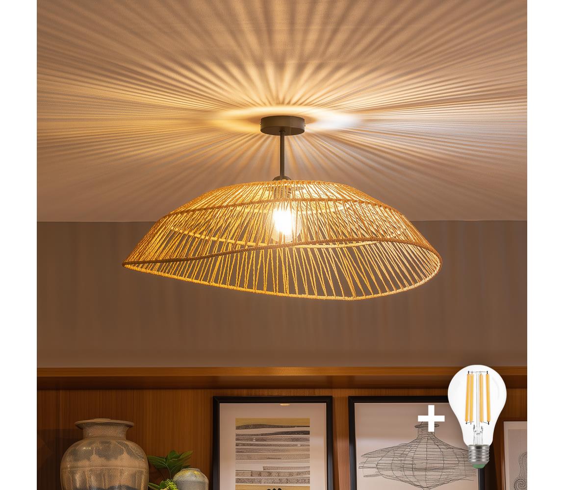 Brilagi - LED Przysufitowy żyrandol CERIA BOHO 1xE27/60W/230V śr. 70 cm czarny/brązowy