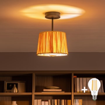 Brilagi - LED Przysufitowy żyrandol CERIA BOHO 1xE27/60W/230V Ø 20 cm czarny/rafia