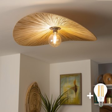 Brilagi - LED Przysufitowy żyrandol CERIA BOHO 1× E27/40 W/230 V śr. 80 cm rafia/dąb