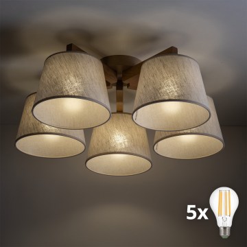 BRILAGI - LED przysufitowy żyrandol LATTE SABIA 5xE27/15W/230V sosna/kremowy