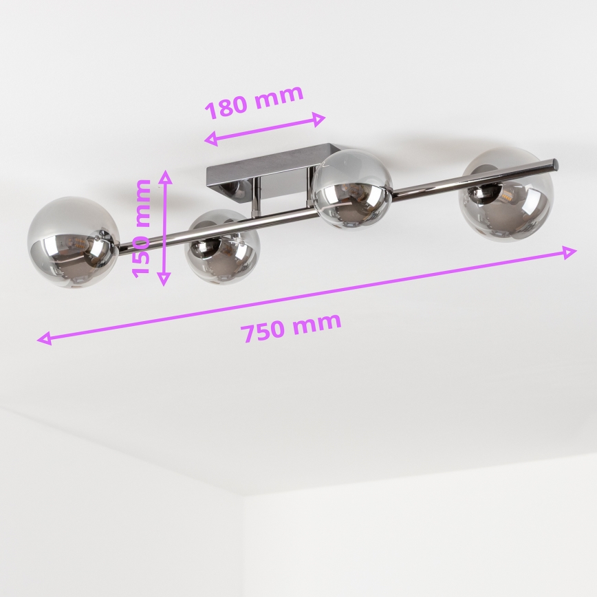 Brilagi - LED Przysufitowy żyrandol MILLA 4xG9/3W/230V czarny chrom/szkło dymne