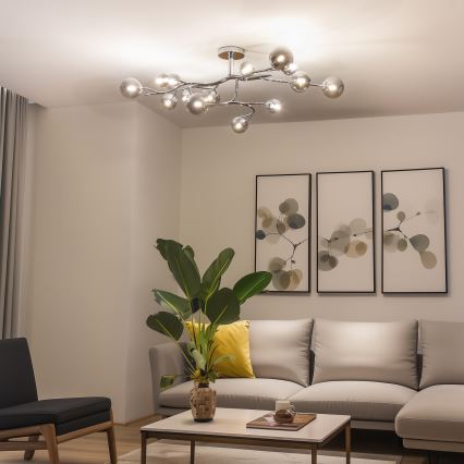 Brilagi - LED Przysufitowy żyrandol MISTEL 15xG9/3W/230V czarny chrom/przydymiony