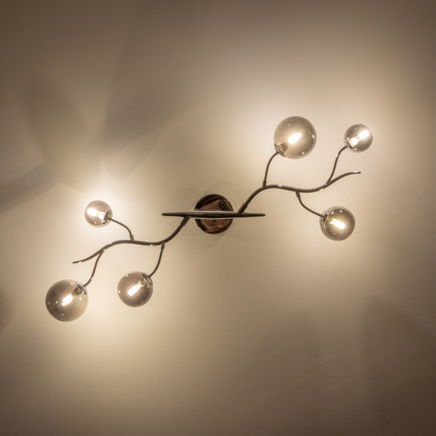 Brilagi - LED Przysufitowy żyrandol MISTEL 6xG9/3W/230V czarny chrom/przydymiony