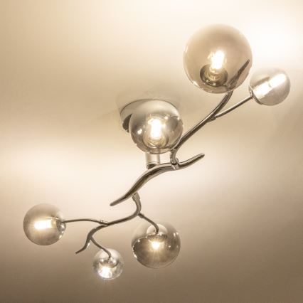 Brilagi - LED Przysufitowy żyrandol MISTEL 6xG9/3W/230V czarny chrom/przydymiony