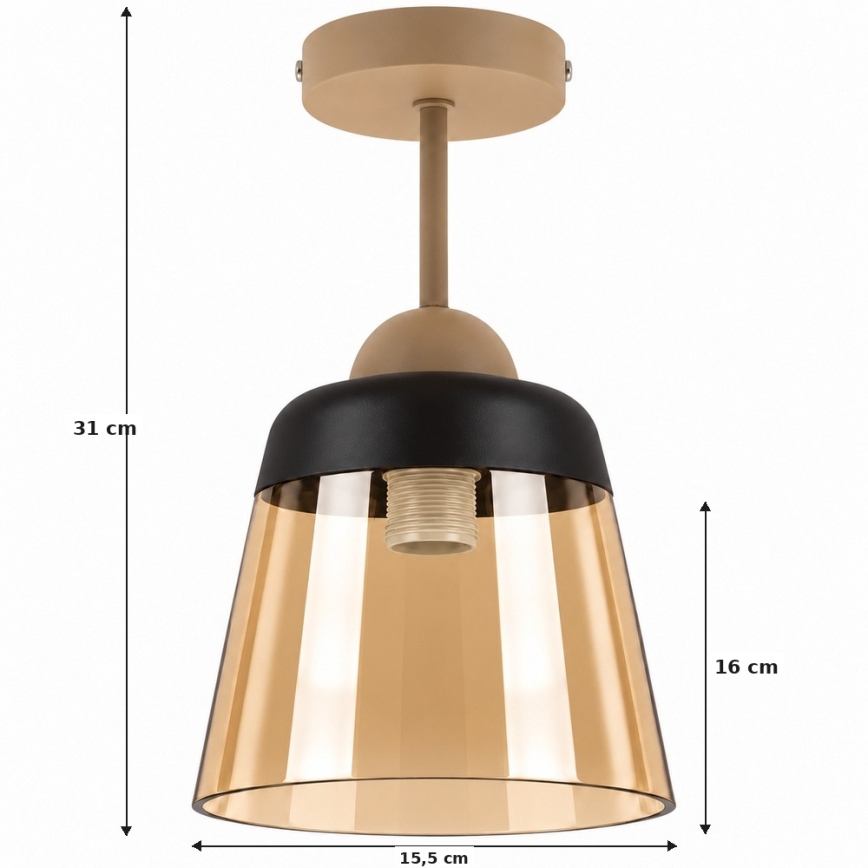 BRILAGI - LED lampa przysufitowa RETRO GLASS 1xE27/60W/230V śr. 15,5 cm beżowy/przydymiony beż